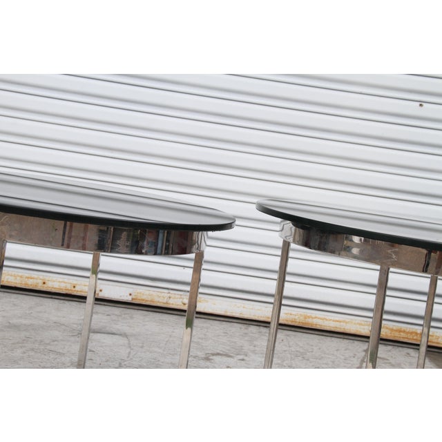 Late 20th Century Smoked Glass And Chrome Side Tables - a Pair For Sale In Houston - Image 6 of 6