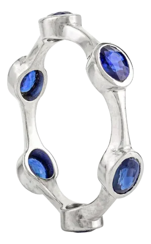 Minimal Everyday Blue Sapphire Stackable Band Ring in 14k Size 7
