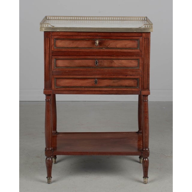 French Louis XVI Style Marble Top Nightstand or Side Table For Sale - Image 3 of 9