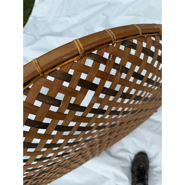 Mid 20th Century Early 20th Century Giant Woven Cane Asian Sieve Basket For Sale - Image 5 of 6