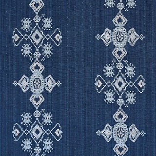 Sample - Schumacher Nadira Embroidery in Indigo For Sale