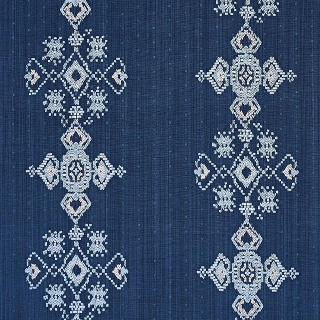 Sample - Schumacher Nadira Embroidery in Indigo For Sale