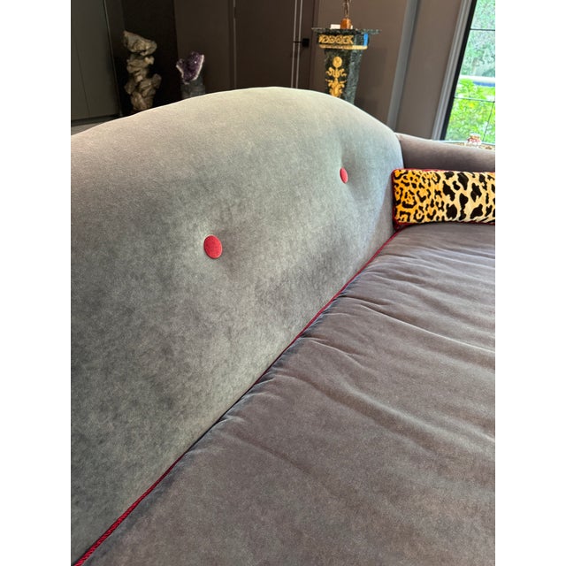 Textile Vintage Velvet Camelback Sofa For Sale - Image 7 of 13