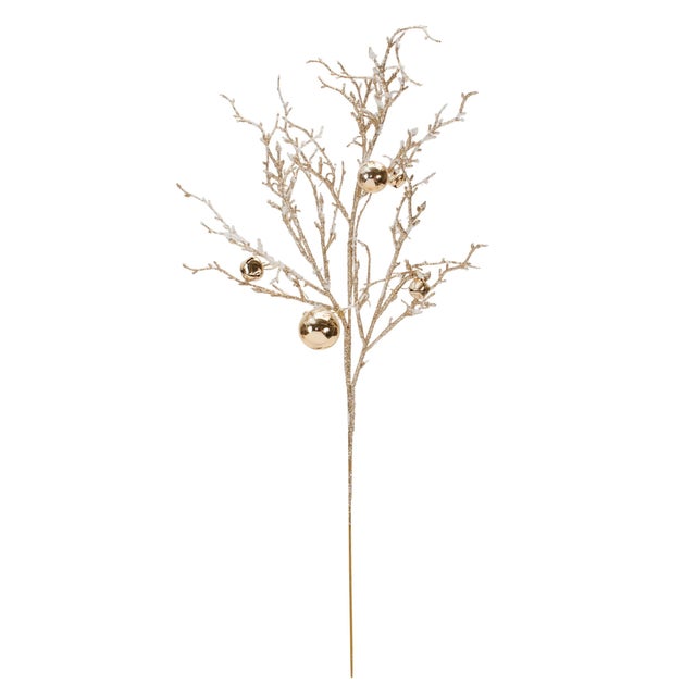 Bring a festive and elegant touch to your holiday decor with this stunning set of Flocked Twig Branches with Sleigh Bells....
