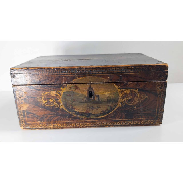 Mid 19th Century 19th Century American Folk Art Grain Painted Document Box With Decoration For Sale - Image 5 of 18