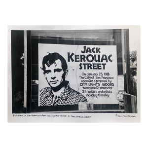 Fred McDarrah, Vintage Print Silver Gelatin Signed Photograph Jack Kerouac Street Sign Photo