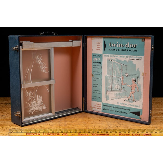 Vintage Twin-Dor Sliding Shower Door Salesman Sample Display Case For Sale - Image 15 of 16