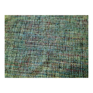 Vintage Teal Rainbow Flecked Deadstock Tweed Fabric- 3 Yards For Sale