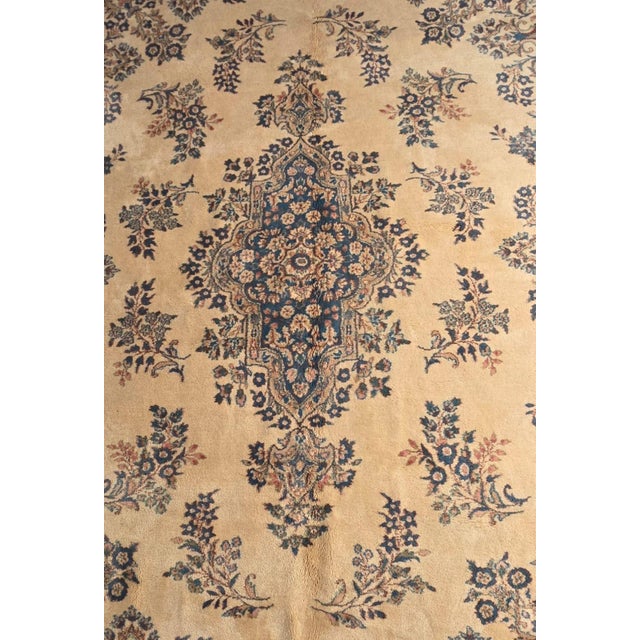 Textile Vintage Mid-20th Century Persian Kerman Rug – Ivory & Dusty Blue – 9’3” X 13’ For Sale - Image 7 of 8