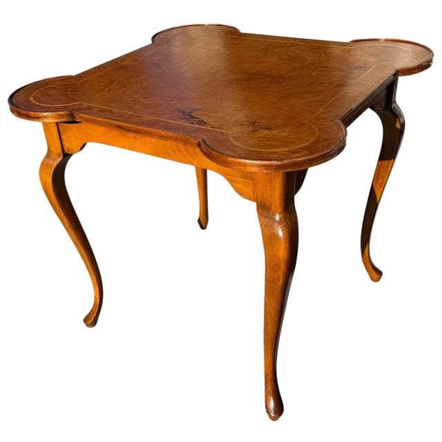 Vintage Italian Burlwood Mahjong Game Table For Sale - Image 4 of 5