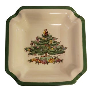 Vintage Spode Christmas Tree Ashtray/Catchall/Trinket Dish Made in England Fine Bone China Holiday Tableware, New-Old Stock in Original Box For Sale