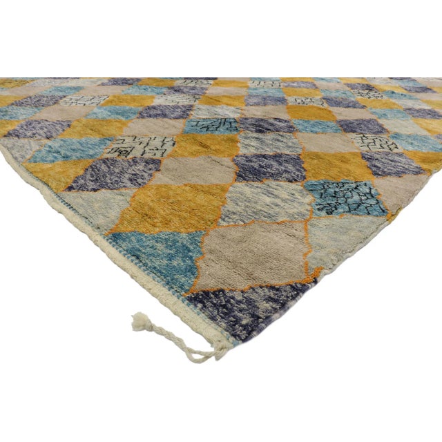 21173 Beni Mrirt Moroccan Rug 10'03 x 13'03. Preppy argyle meets boho chic with a twist. Showcasing a bold expressive...