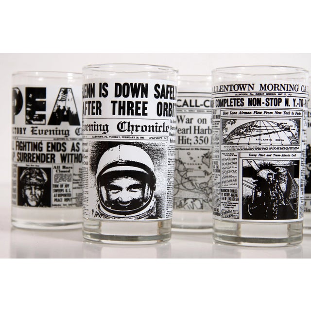 Absolutely AWESOME vintage newspaper cover tumblers! They depict events from the Moon Landing (with a stellar photo of...