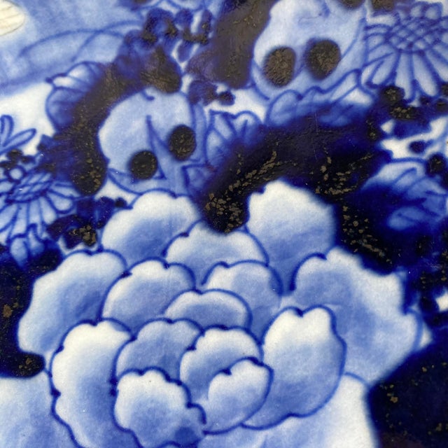 Large Blue & White Porcelain Carp Plate, Japan, 1880s For Sale - Image 11 of 15