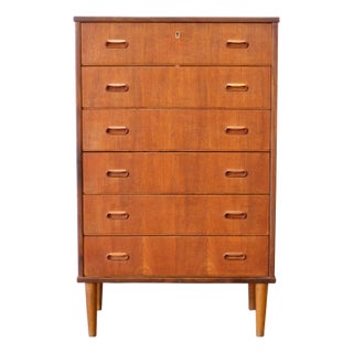 Danish Teak 6 Drawer Dresser For Sale