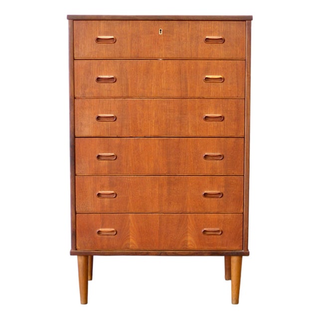 Danish Teak 6 Drawer Dresser For Sale