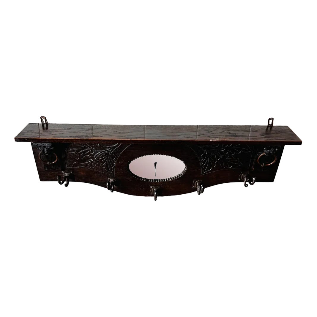Dutch Coat Rack with Beveled Mirror | Chairish