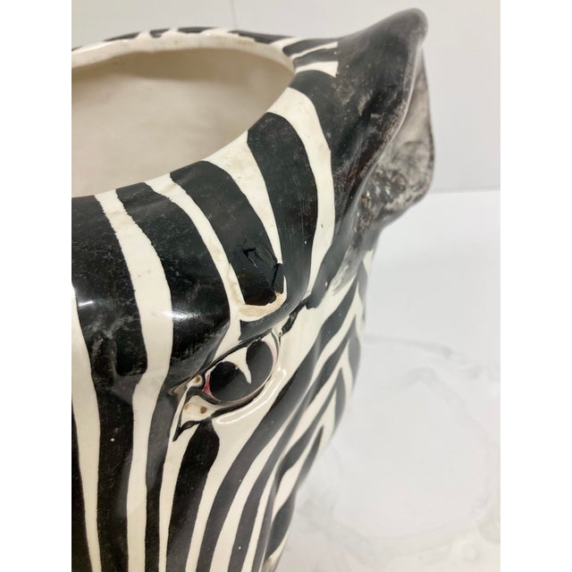 Boho Chic Zebra Ceramic Cachepot For Sale - Image 9 of 12