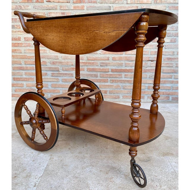 Mid-Century Modern Mid-Century French Wooden Bar Cart Trolley, 1950s For Sale - Image 3 of 18
