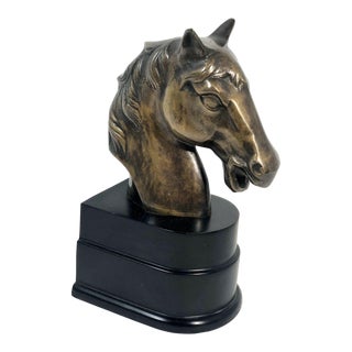 Horse Book End / Paper Weight Stand Antiqued Brass For Sale