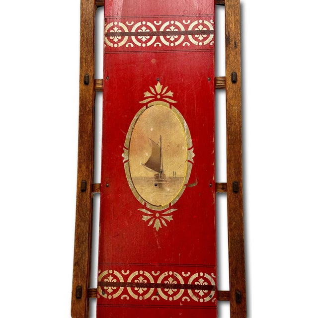 Late 19th Century Outstanding Late 19th Century Antique American Hand Painted Steam Bent Oak Childs Snow Sled For Sale - Image 5 of 18
