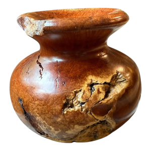 Vintage Burlwood Hand Turned Vase Brutalist Decor