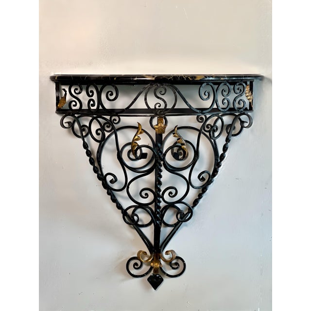 1960s Italian Wrought Iron Wall Mount Console With Marble Top For Sale In Philadelphia - Image 6 of 12