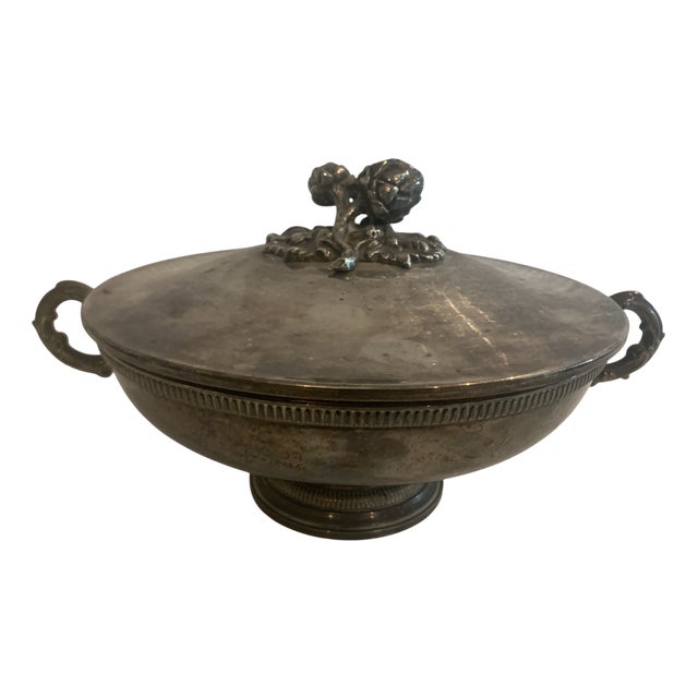20th Century Empire Silver-Plated Covered Vegetable Dish by Silversmith Plasait For Sale