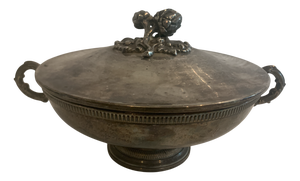 20th Century Empire Silver-Plated Covered Vegetable Dish by Silversmith Plasait