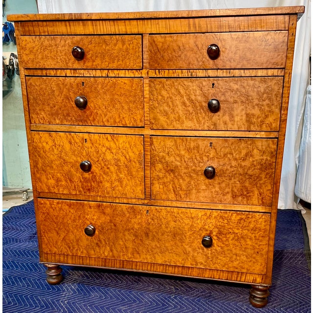 Antique Curly/Tiger Maple Chest of Drawers, Late Federal Early Empire Period For Sale - Image 16 of 16