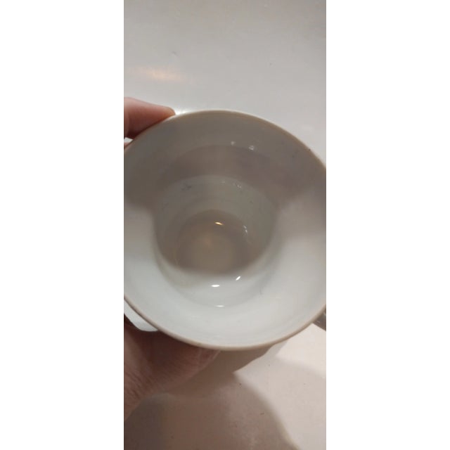 White 1950s Pink, Blue & Green Floral Tea Cups & Saucers with Gold Trim, Made in Japan- 8 Pieces For Sale - Image 8 of 8