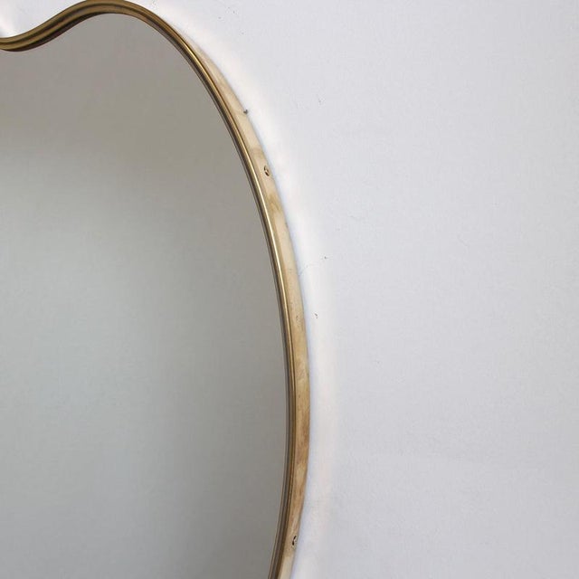 Vintage Italian Wall Mirror with Brass Frame in the style of Gio Ponti, 1960s For Sale - Image 10 of 13