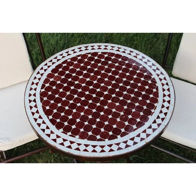 Moroccan Romana' Round Brown Table Modern Mosaic Art Table For Sale - Image 3 of 6