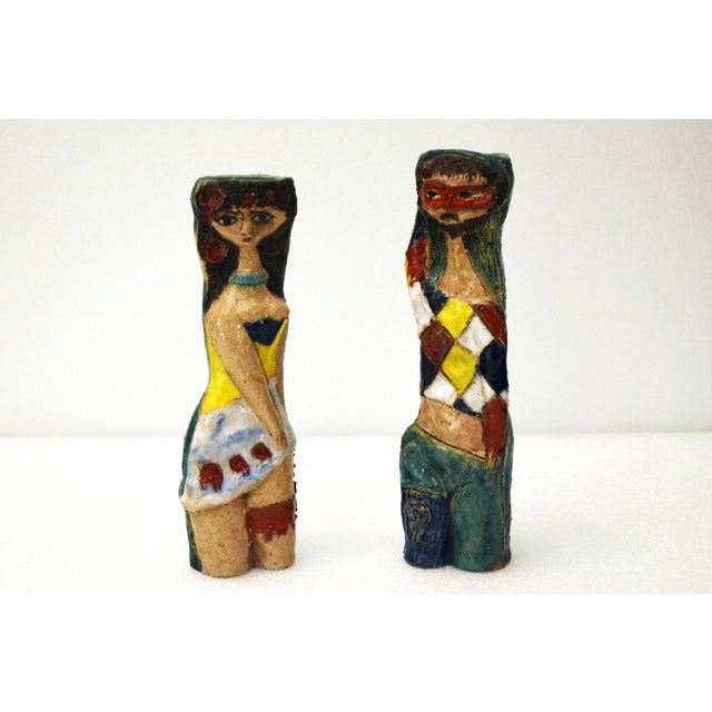 Ceramic Sculpture Vases of Harlequin and Columbine by Marcello Fantoni, 1960s, Set of 2 For Sale - Image 12 of 12