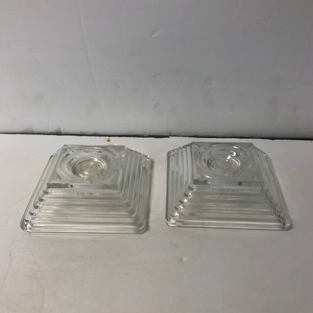 Art Deco Manhattan Line by Anchor Hocking Candleholders - a Pair For Sale - Image 3 of 6