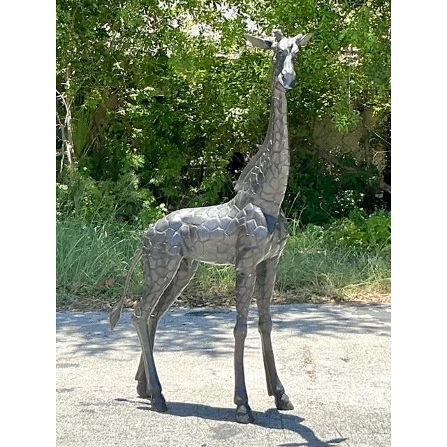 Late 20th Century Vintage Boho Monumental Patinated Bronze Giraffe Sculpture For Sale - Image 5 of 11
