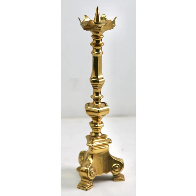 Metal Solid Cast Brass Candlesticks, Set of 2 For Sale - Image 7 of 8