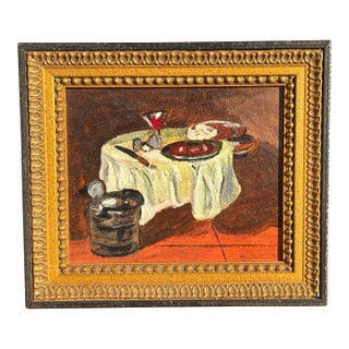 Charming Mid-20th C. American Original Oil on Board - Brooklyn, Nyc For Sale