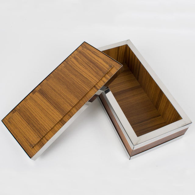 Silver Plate and Wood Box with Agate Stone Slab Decor, circa 1980 For Sale In Atlanta - Image 6 of 9