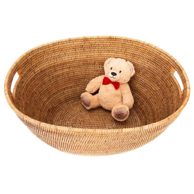 Artifacts Rattan Laundry Basket with Cutout Handles in Honey Brown For Sale In Houston - Image 6 of 8