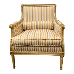 Mid 20th Century Vintage Louis XVI Style Yellow Enamel Armchair by Valeigh Furniture