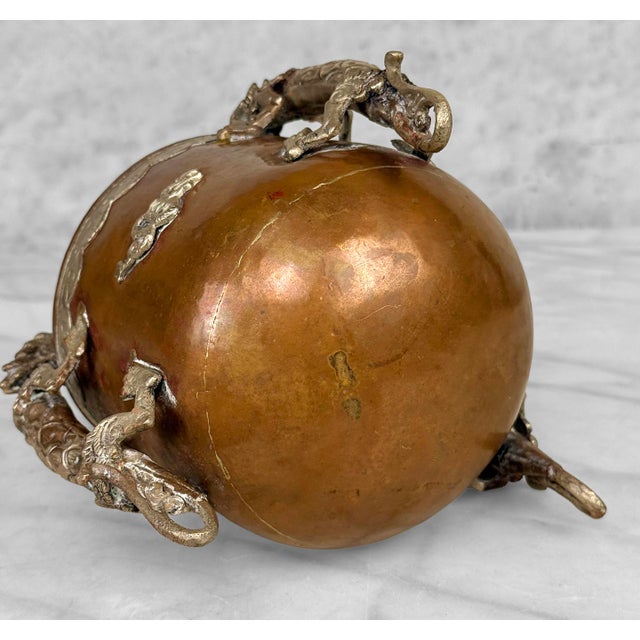 Antique Tibetan Copper Dragon Motif Planter Pot Cencer For Sale - Image 13 of 13