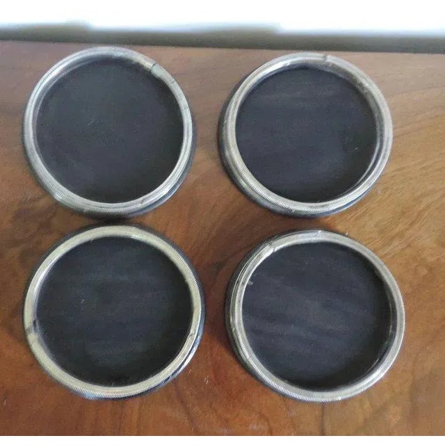 19th Century Dutch Neoclassical Silver & Ebony Hardwood Wine Coasters - Set of 4 For Sale In New York - Image 6 of 11