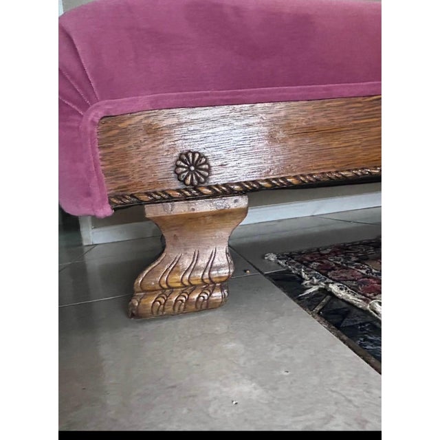 Textile Vintage Pink Velvet Chaise Lounge / Fainting Couch For Sale - Image 7 of 10