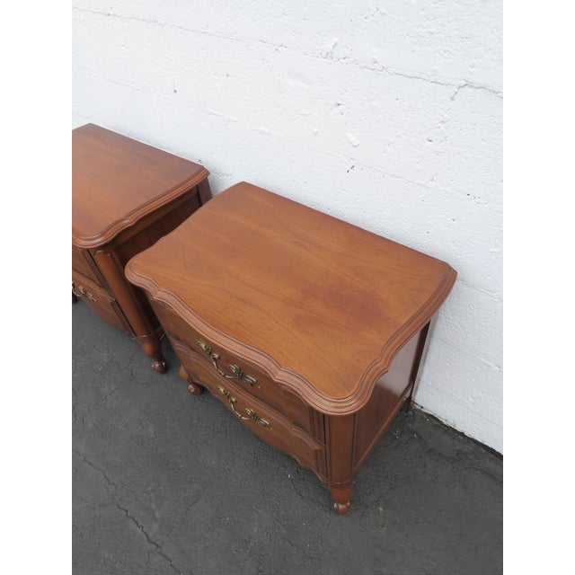Brown French Carved Large Nightstands Bedside End Tables a Pair 6437 For Sale - Image 8 of 14