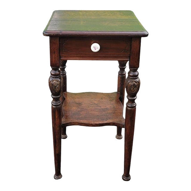 1920s Edwardian Two Tier Walnut One Drawer Side Table Nightstand Chairish