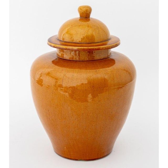 Modern Chinese Style Glazed Stoneware Ginger Jars, Pair For Sale - Image 3 of 7