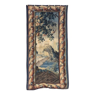 18th C. French Aubusson Verdure Tapestry With Exotic Bird and Floral Border For Sale