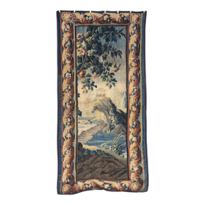 18th C. French Aubusson Verdure Tapestry With Exotic Bird and Floral Border