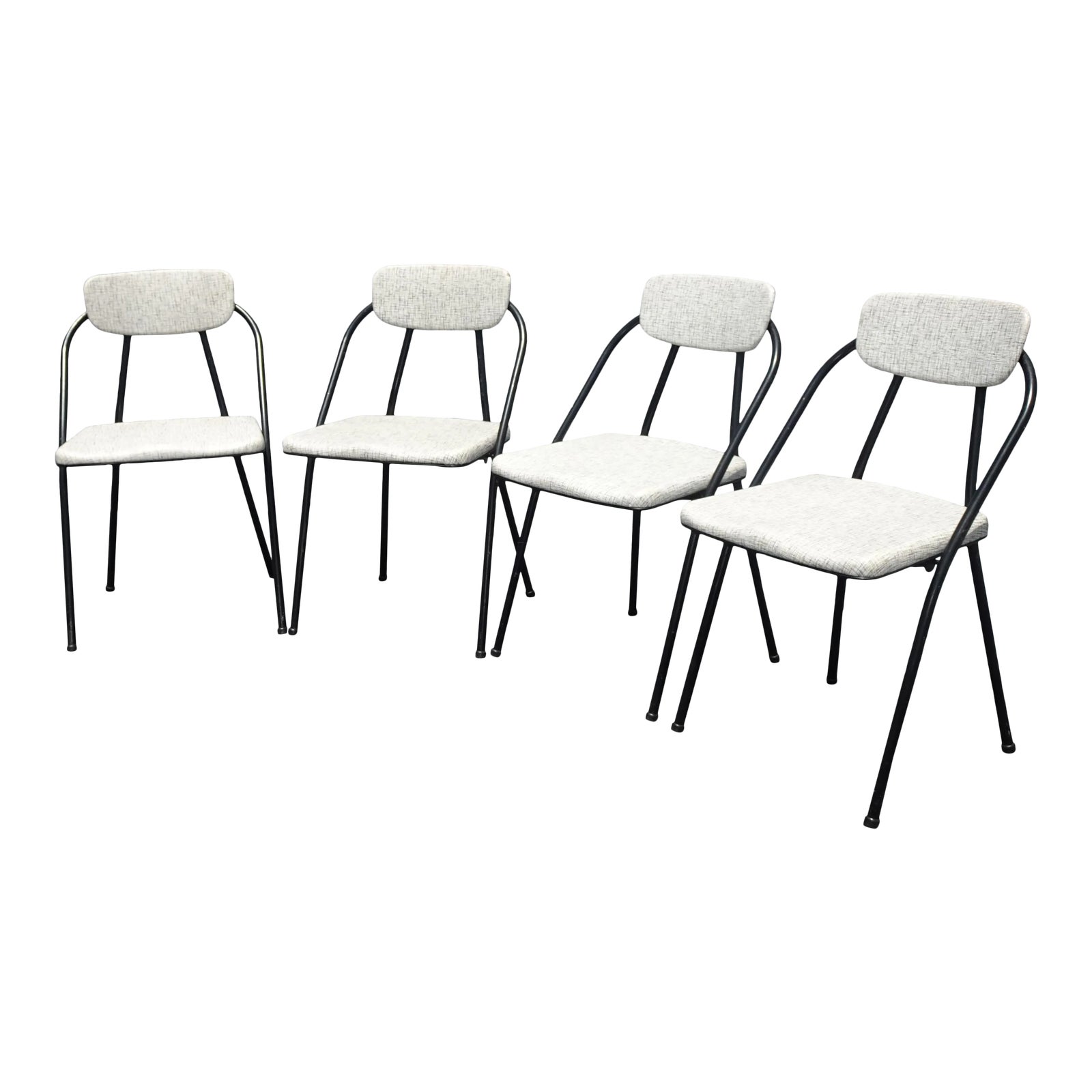 Set of Four Mid Century Modern White Dining Room Chairs Folding